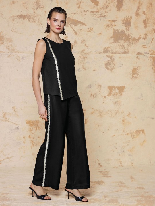 KETEN KUMAŞ NAKIŞ DETAYLI PANTOLON