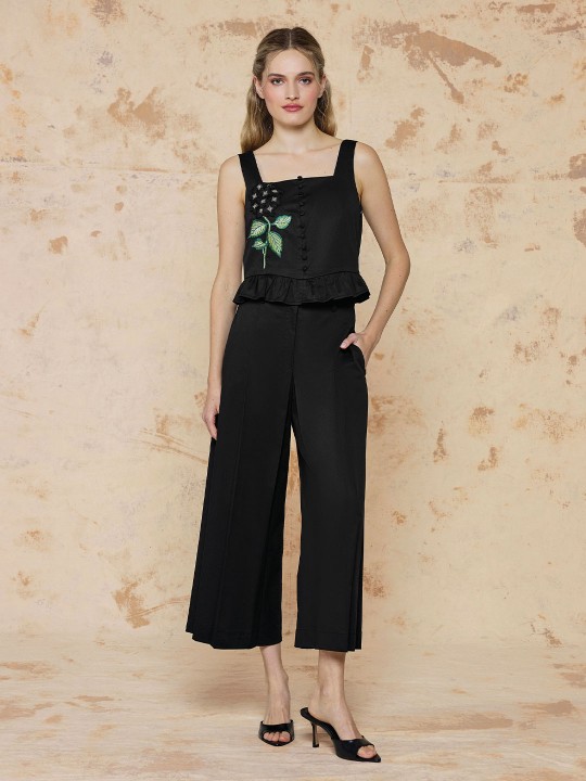 COTTON KUMAŞ NAKIŞ DETAYLI BLUZ