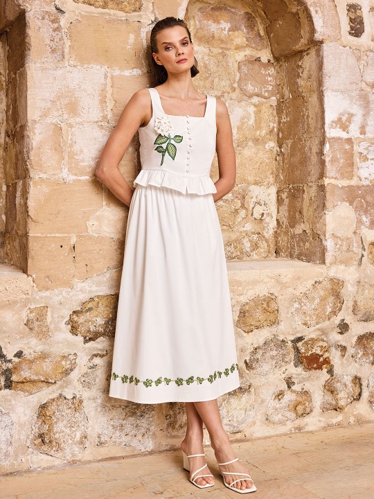 COTTON KUMAŞ NAKIŞ DETAYLI BLUZ