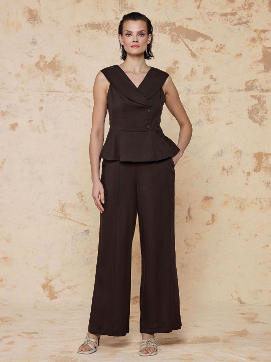 TENSEL KUMAŞ KRUVAZE YAKA BLUZ