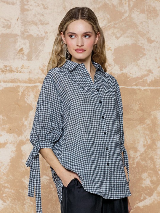 KARELİ KUMAŞ GÖMLEK