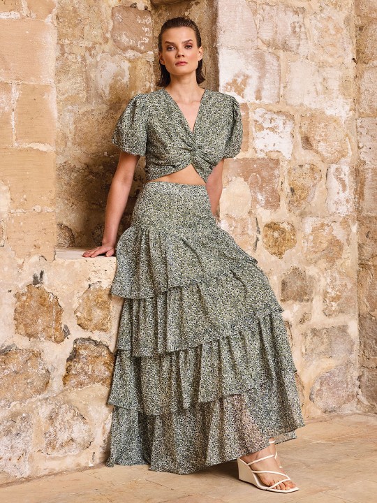 ÇİÇEK DESENLİ CROP BLUZ - US267028