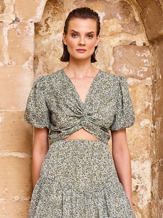 ÇİÇEK DESENLİ CROP BLUZ - US267028 ÇİÇEK DESENLİ CROP BLUZ - US267028