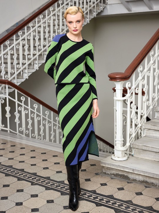 BİSİKLET YAKA ÇİZGİLİ TRİKO