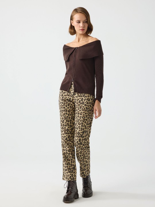 STRAPLEZ YAKA FERMUARLI TRİKO HIRKA