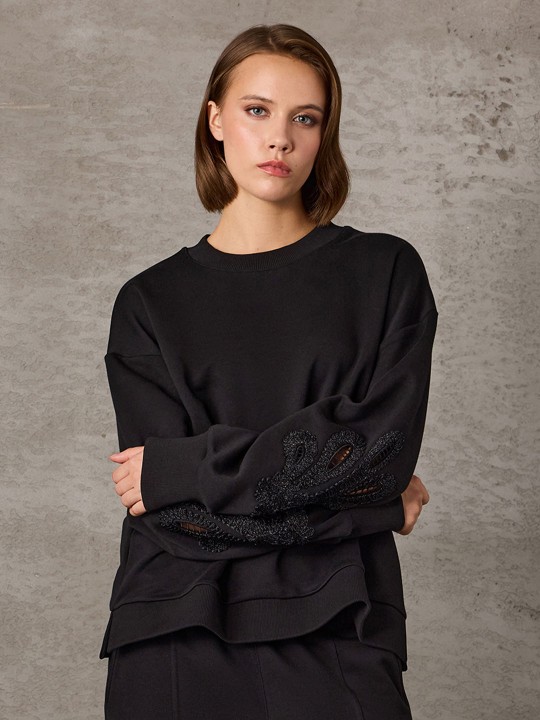 KOLU NAKIŞ DETAYLI SWEATSHİRT - UW262006