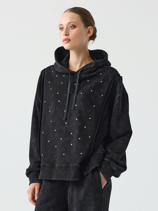 KAPUŞONLU YIKAMALI SWEATSHİRT