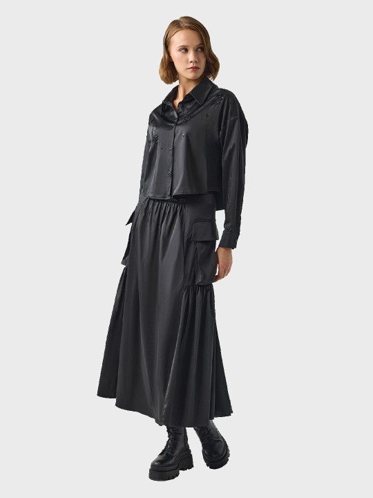 PARAŞÜT KUMAŞ CEP DETAYLI ETEK