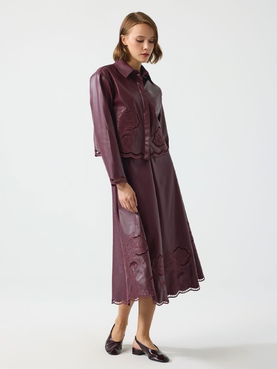 NAKIŞ DETAYLI DERİ ETEK