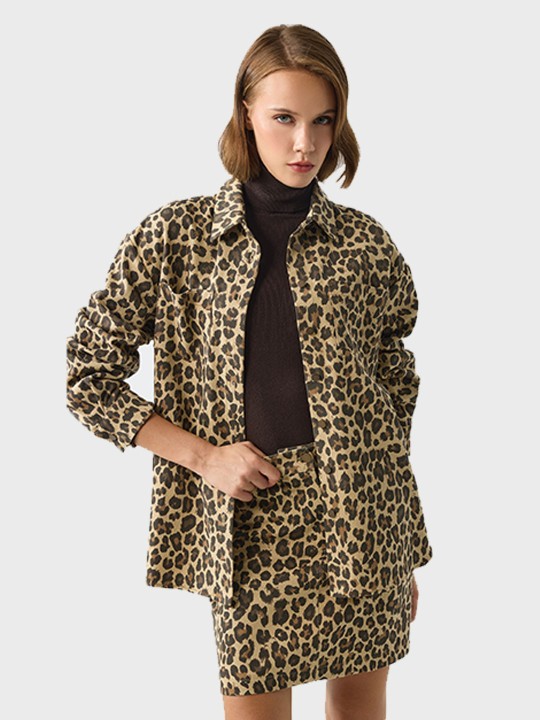 LEOPAR DESENLİ KISA  ETEK