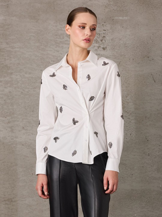 NAKIŞ DETAYLI COTTON GÖMLEK