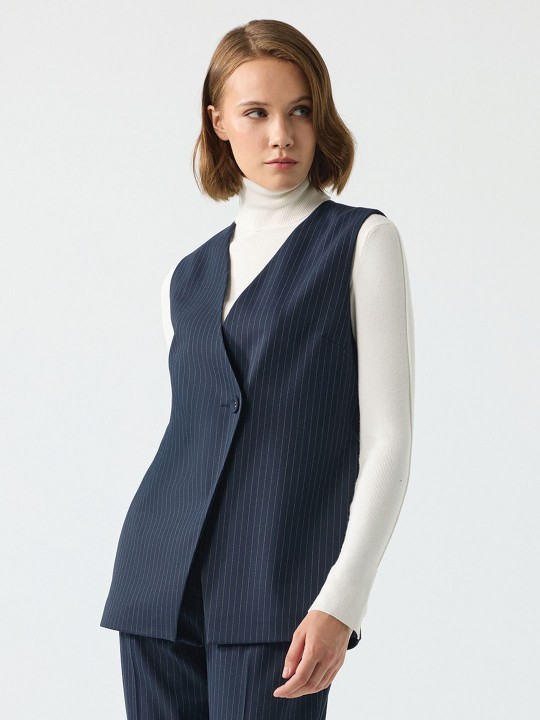 ÇİZGİLİ KUMAŞ YELEK