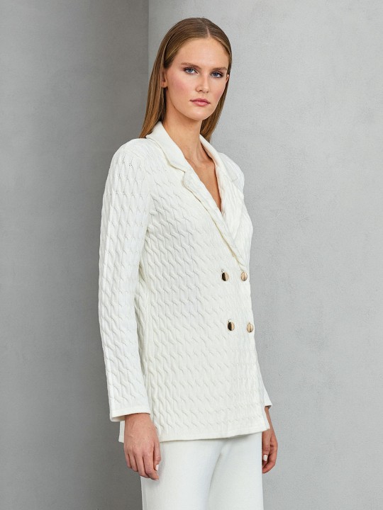 SAÇ ÖRGÜLÜ TRİKO BLAZER CEKET SAÇ ÖRGÜLÜ TRİKO BLAZER CEKET